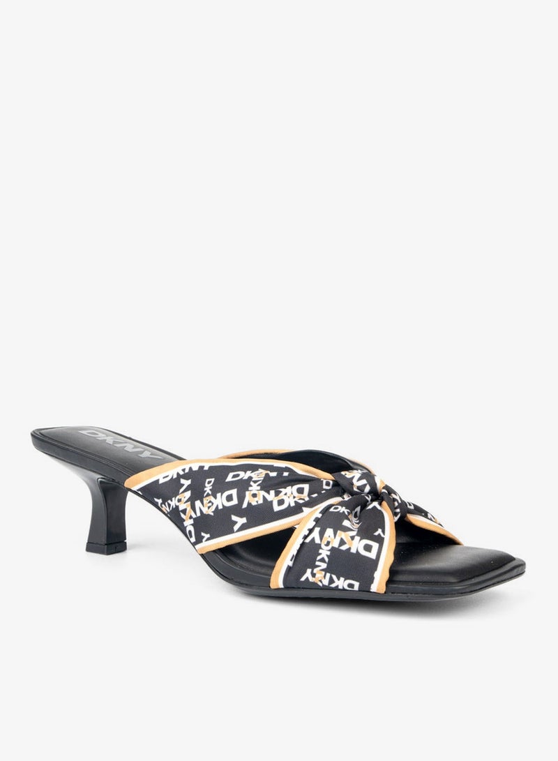 DKNY Jolaine Twist Logo Scarf Polyester Heeled Sandals - Image 4